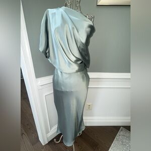 Amsale Satin Dress in Soft Green